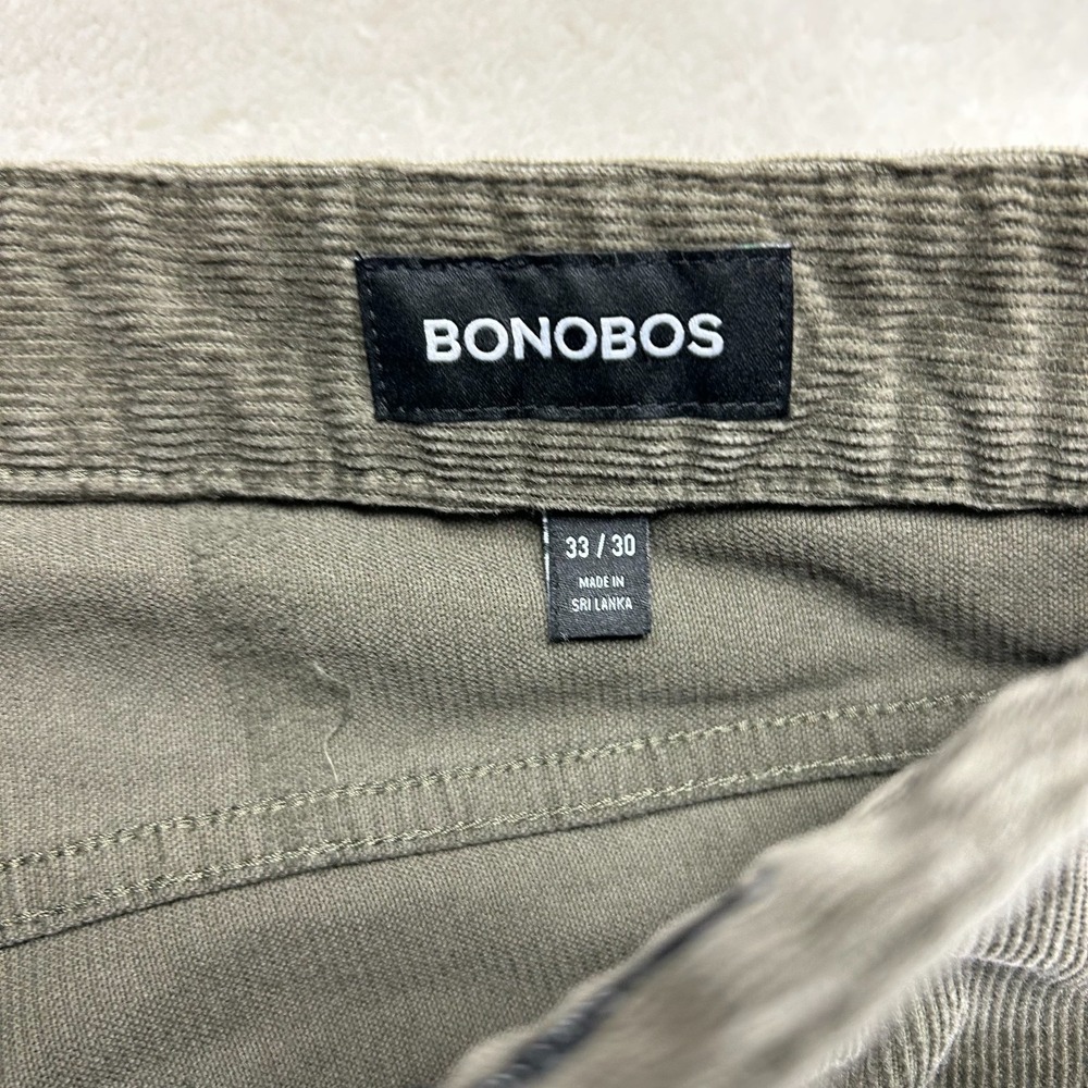 Bonobos Corduroy Pants Mens 33x30 Olive Green Slim Athletic Straight Fit Casual - Picture 6 of 16